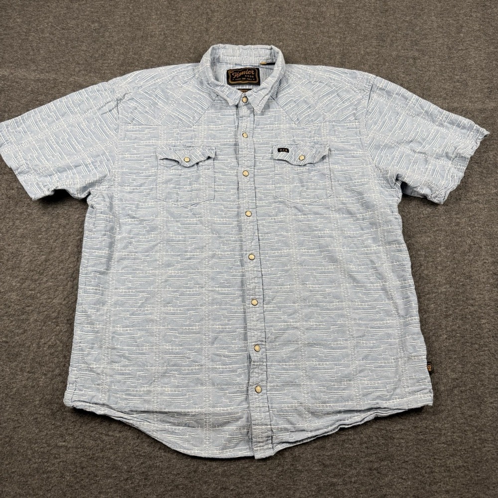 Howler Brothers H Bar B Snapshirt Mens XXL Blue Western Pearl Snap Cowboy Rodeo